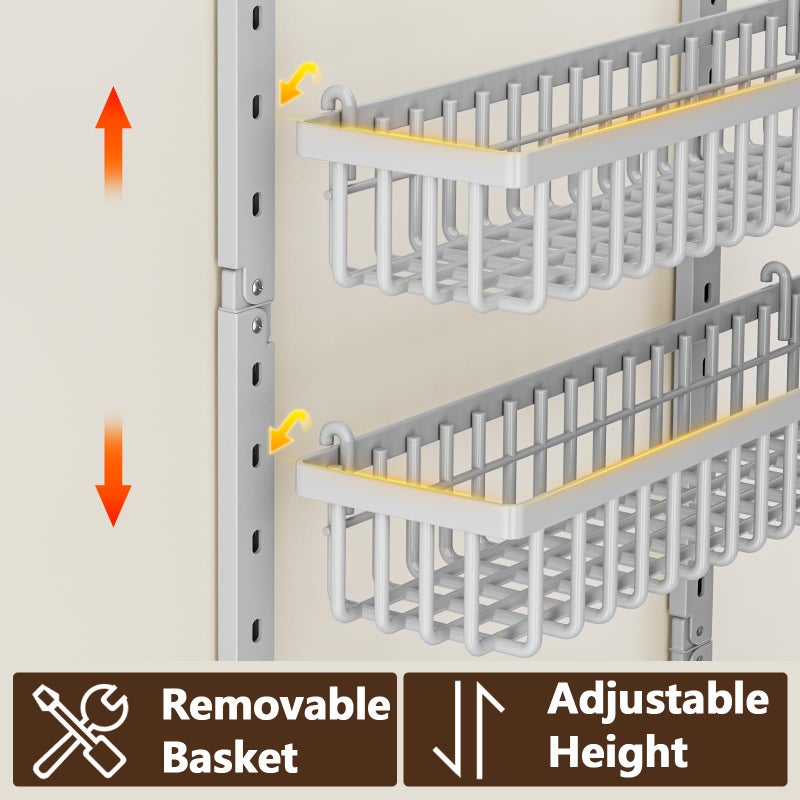 POKIPO 9 Tier Over The Door Pantry Organizer, 2 in 1 Wall Mount or Hanging Spice Rack with Adjustable Basket, Seasoning Organizer and Storage for Kitchen Cabinet Closet Bathroom - Image 5