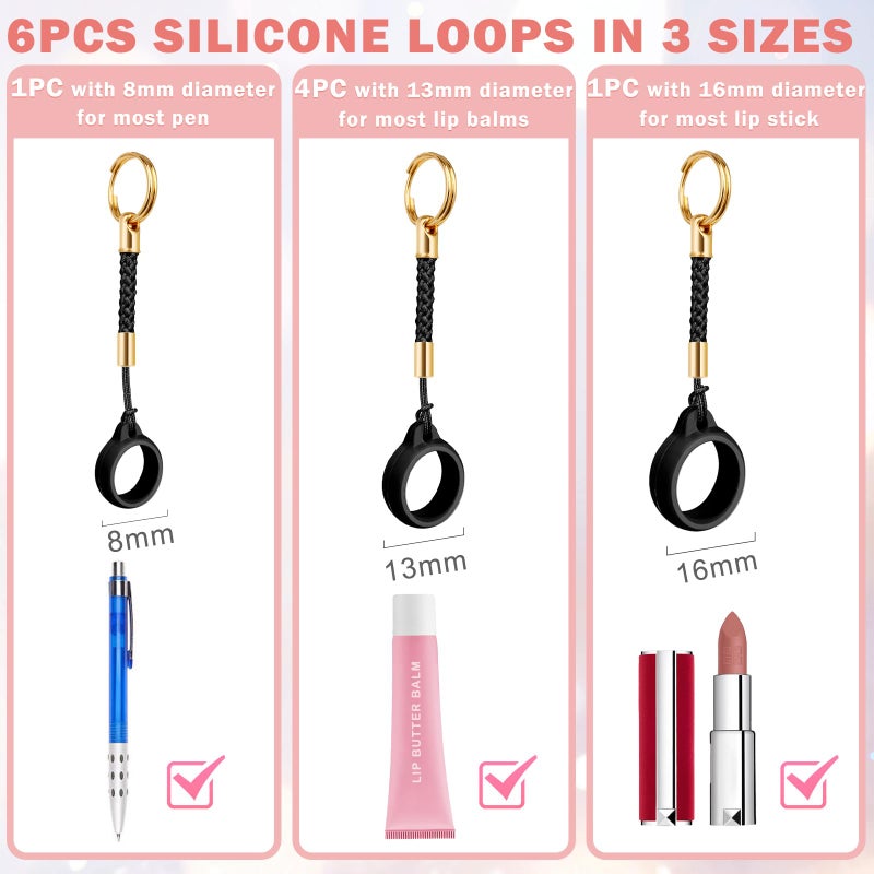 LUCKINEE Lip Balm Holder Key Chain Silicone Lip Gloss Holder Keychain Cap for Summer Fridays, Lipstick Holder Compatible with ChapStick, With Spring O rings and Metal Clip - Image 2