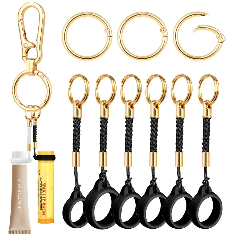 LUCKINEE Lip Balm Holder Key Chain Silicone Lip Gloss Holder Keychain Cap for Summer Fridays, Lipstick Holder Compatible with ChapStick, With Spring O rings and Metal Clip - Image 1