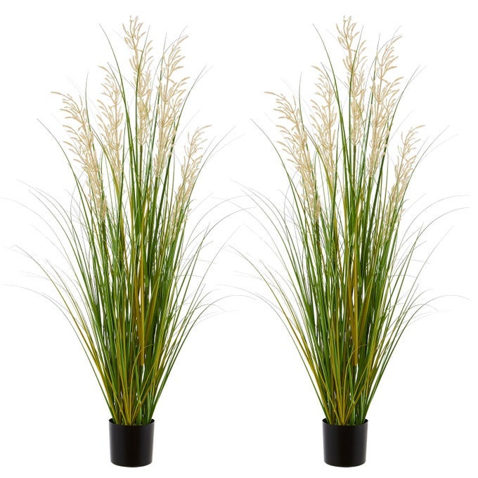 ARTIFICIAL PLANT 47IN TALL 2PK GRASS FAUX HOUSE PLANTS IN POT INDOOR DECORATIVE FLOWERS GREENERY FOR HOME AND OFFICE IDEAL HOUSEWARMING GIFT