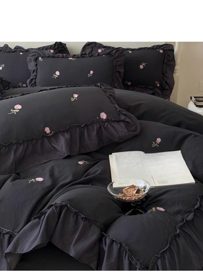 Bed Sheet Style — Four Piece Set Of Washed Cotton Princess Embroidered Bedding  - Image 2