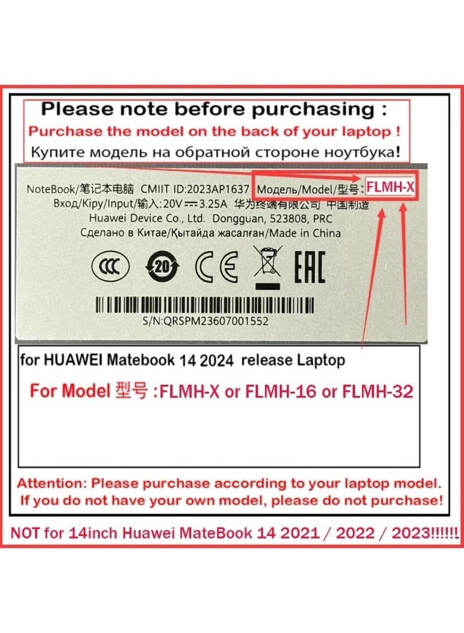 eWINNER Snap On Cover for Huawei MateBook 14 2024 2025 FLMH-X FLMH-16 FLMH-32 14.2" 2.8K OLED Laptop w/Touch Control Ultra 5 7 Processors Laptop Case Cover - Image 5