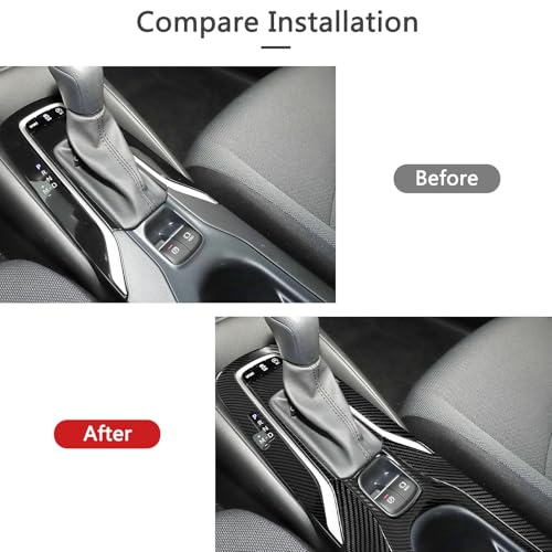 Bilisin Compatible with Carbon Fiber Pattern Stainless Steel Car Gear Shift Knob Panel Cover Cup Holder Panel Interior Accessories for Toyota Corolla 2019-2023(Only for Petrol Versions) - Image 5