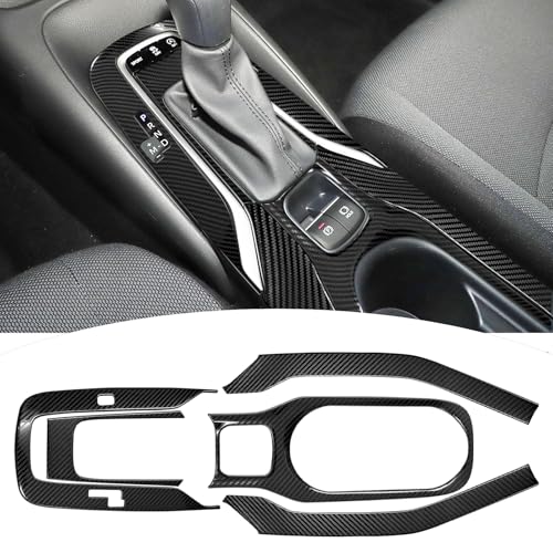 Bilisin Compatible with Carbon Fiber Pattern Stainless Steel Car Gear Shift Knob Panel Cover Cup Holder Panel Interior Accessories for Toyota Corolla 2019-2023(Only for Petrol Versions) - Image 1