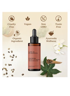 Life & Pursuits Life & Pursuits Organic Castor Oil (50 ml), 100% Pure, Cold-pressed, Hexane Free Castor Oil for Eyebrows and Eyelashes with 4 Mascara/Eyeliner Brush Applicators  - Image 3