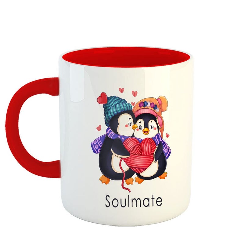 Happu Printed Ceramic Coffee Mug Valentine Day Gifts Penguin Soulmate Valentine Gifts for Girls Boys Her Him Friends Relatives Loved Ones Couples 9283RD - Image 4