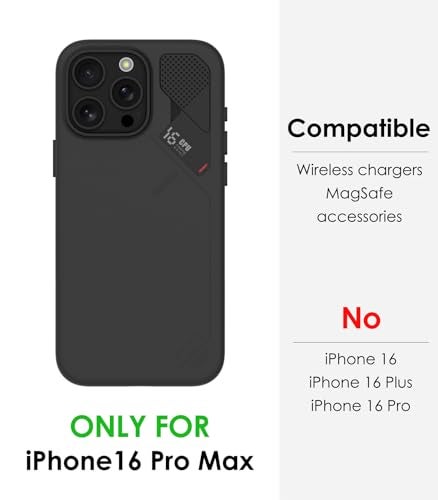 Aulumu A16 Vegan Leather Cooling iPhone 16 Pro Max Case Updated Camera Control with Cooling Fins Luxury Comfort Compatible with MagSafe Complete WrapAround Touch Black - Image 3