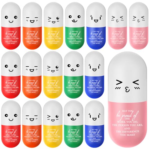 Arrowbash 18 Pcs Pill Stress Ball Pharmacy Technician Gift for Pharmacist Nurses Doctor Pill Shaped Foam Inspirational Coworker Employee Stress Ball with Cute Cartoon Emotion Face May You - Image 1