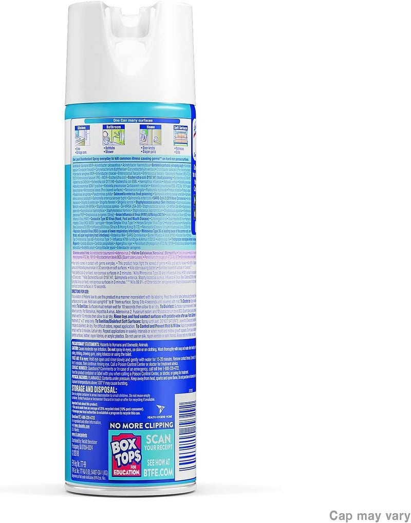 Lysol Disinfectant Spray, Household Essential Cleaning Supplies, Multi-Purpose Room Spray, Antibacterial Sanitizer Spray, Upholstery Deodorizer, Home and Bathroom, Crisp Linen,19 Fl Oz - Image 2