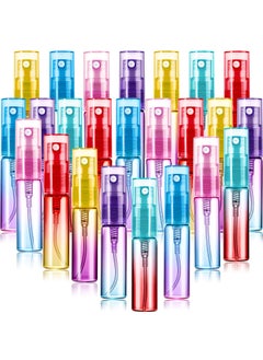 Patelai 24 Pieces Mini Perfume Spray Bottles 4 ml Colorful Glass Bottles Refillable Empty Container Fine Mist Bottles Portable Tube for Cleaning, Travel, Essential Oils, Perfume, 6 Gradient Colors 