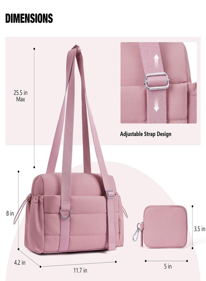 ROULENS - Set of 2 Small Gym Bags for Women with Wet Compartment and Wallet, Gym Bag for Workout, Sports, Travel, Dark Pink, CH - Image 5