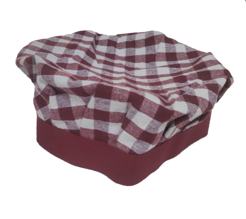 Switchon Switchon Cotton Check Kitchen Chefs Apron with Cap 23inch Mehroon and White Proudly Made in India - Image 5