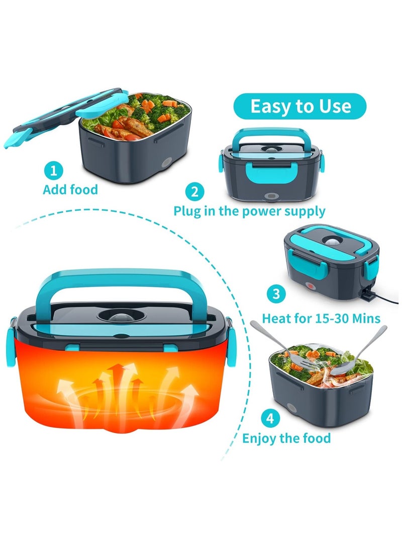 general Electric Lunch Warmer, Food Warmer Heater, Faster Heating Lunch Box, Suitable for Cars/Trucks/Home Use Portable Heating Box, Includes 1.5L 304 Stainless Steel Container with Fork and Spoon - Image 4