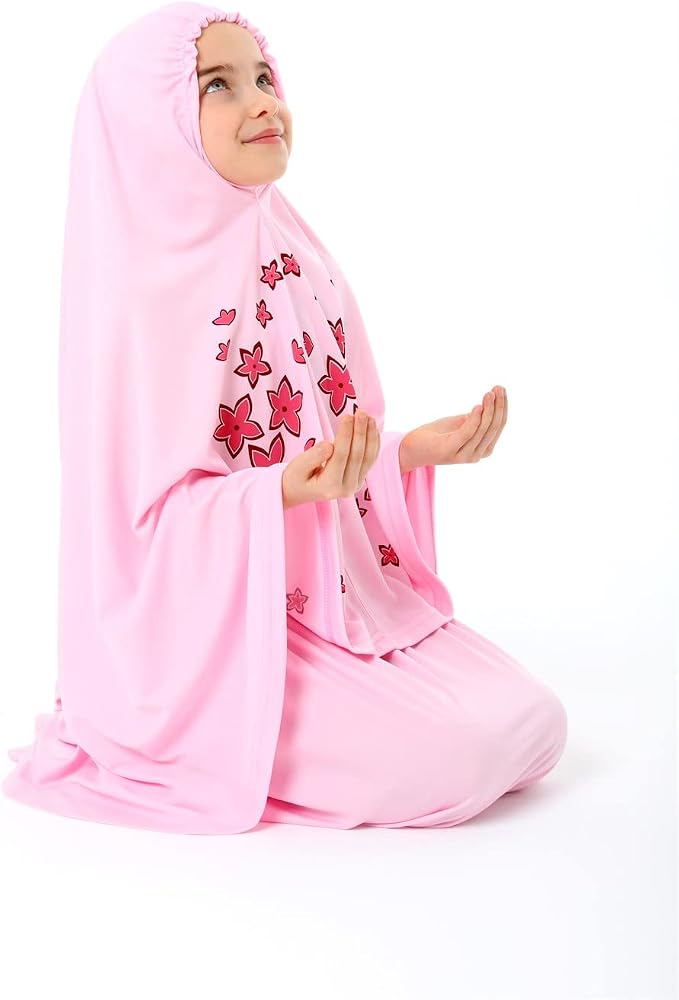 Elanesa  Girl's Prayer Dress with Star Printed Long Headscarf - Image 3