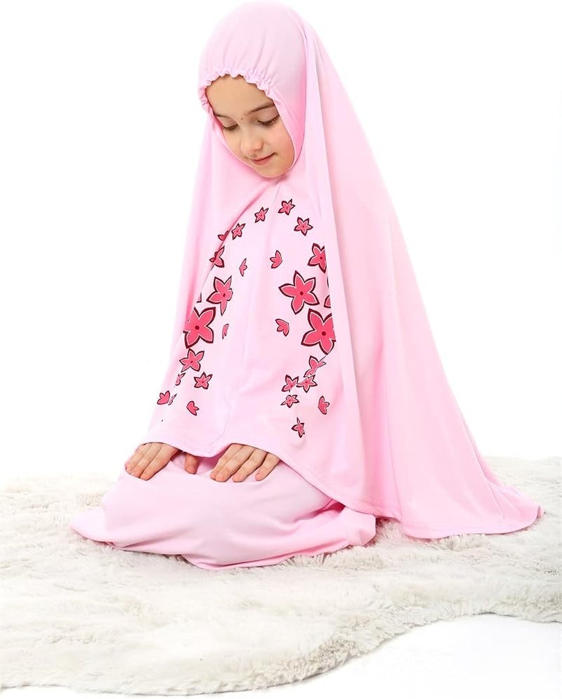Elanesa  Girl's Prayer Dress with Star Printed Long Headscarf - Image 4
