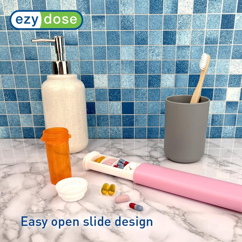 EZY DOSE Slide Pill Organizer, Medication Storage Case with Durable BPA-Free Plastic with Plastic Exterior, Large 7-Day Weekly Compartments, Tablets, Vitamins, Compact, 6.5-Inch, Pink - Image 4