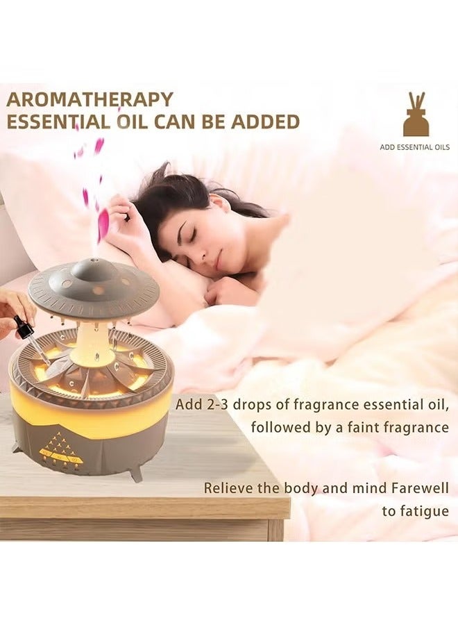 Raining Cloud Night Light UFO Aroma Essential Oil Diffuser Rain Cloud Humidifier,Mushroom Diffusers Crisp Water Drip Sound Micro Humidifier Desk Fountain Bedside Sleeping Relaxing Mood Water  - Image 2