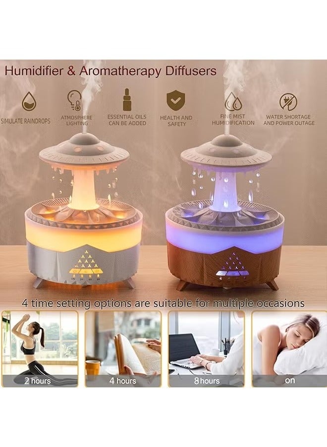 Raining Cloud Night Light UFO Aroma Essential Oil Diffuser Rain Cloud Humidifier,Mushroom Diffusers Crisp Water Drip Sound Micro Humidifier Desk Fountain Bedside Sleeping Relaxing Mood Water  - Image 3