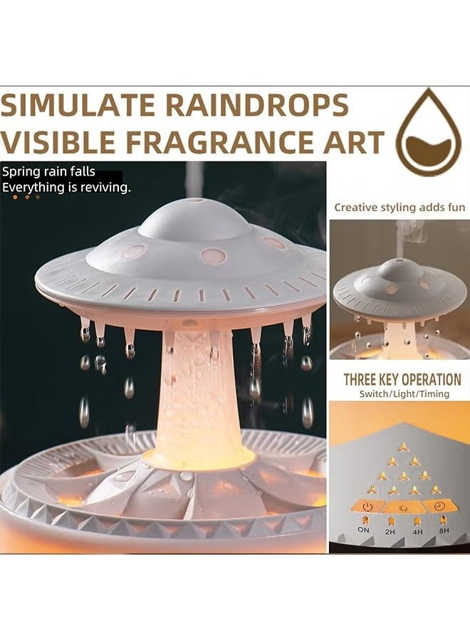 Raining Cloud Night Light UFO Aroma Essential Oil Diffuser Rain Cloud Humidifier,Mushroom Diffusers Crisp Water Drip Sound Micro Humidifier Desk Fountain Bedside Sleeping Relaxing Mood Water  - Image 4