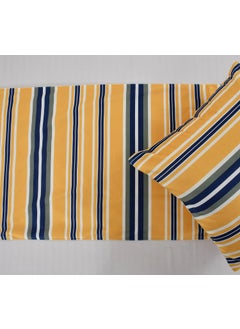 SHRIANAND CREATIONS Shri Anand Creations Digital Print Super Soft Fabric Bed Runner Scarf with Matching Cushion CoversSlipcover Mattress ProtectorBed Linen ScarfDecorative Set for BedroomsHotel Rooms Yellow Stripe  - Image 2