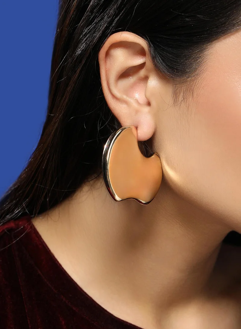 SOHI Women The Abstract-Tectonic Half-Hoop Earrings | California Gold Colour | One-Size | Metallic Alloy Material | Push Back Closure | Earrings For Casual & Evening Wear