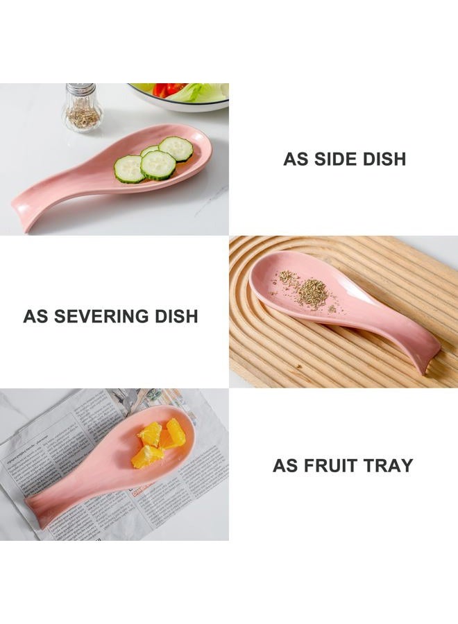 Hasense Spoon Rest for Stove Top, Large Ceramic Spoon Holder for Kitchen Counter, Cooking Utensil Rest for Spatula Ladle Spoon and Tong, Kitchen Spoon Rest for Home and Coffee Bar Accessories, Pink - Image 5
