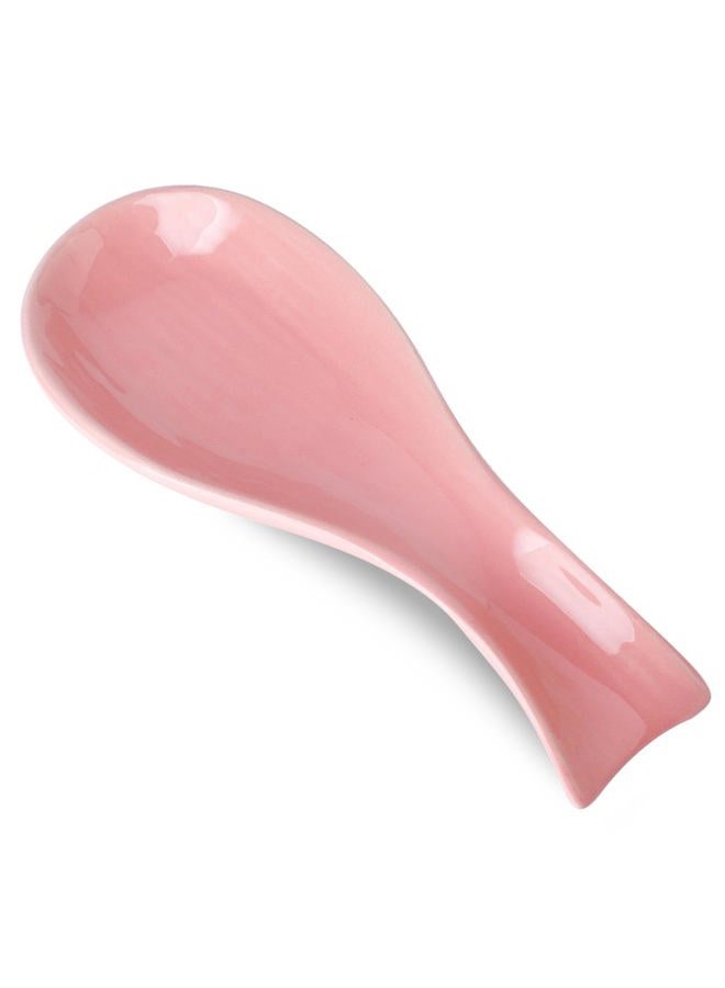 Hasense Spoon Rest for Stove Top, Large Ceramic Spoon Holder for Kitchen Counter, Cooking Utensil Rest for Spatula Ladle Spoon and Tong, Kitchen Spoon Rest for Home and Coffee Bar Accessories, Pink - Image 1