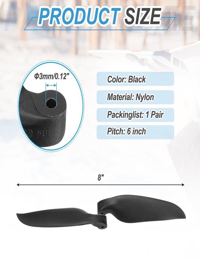 MECCANIXITY RC Glider Propeller Replacement Prop Blades, 8x6 Inch RC Folding Propeller Nylon Blades Parts for Spinner D28-D48mm Glider Airplane Prop Replacement(Black, 1 Pair) - Image 2