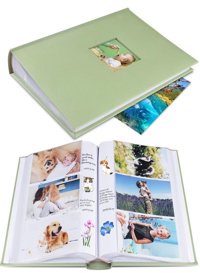 1DOT2 Photo Album 4x6 Hold 402 Photos with Memo Slip-in Pockets Photo Book, Linen Cover Picture Photo Albums with Writing Space for Wedding Family Baby Vacation Mother's Day Sage Green - Image 1
