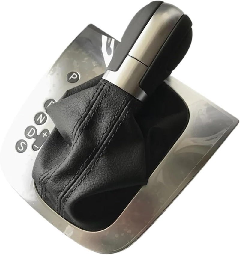 Leather Black Or Red Line Stitching AT Gear Shift Knob Lever Cover Compatible With Golf 6 MK6 G T I Compatible With Jetta MK6 GLI - Image 1