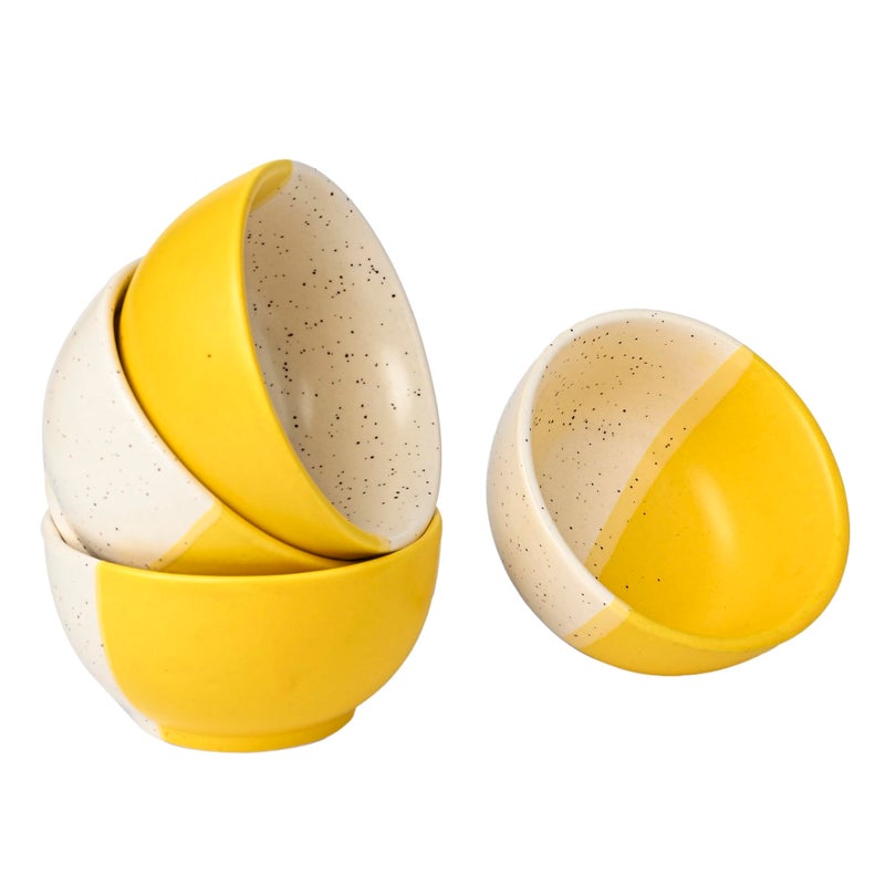 SG Shadowgreen ShadowGreen | RE Kitchen | Ceramic Dessert Bowl | Ice Cream Bowl | Dry Fruit namkeen Bowl | Daal Bowl | Set of 6 (Yellow Dual)(120ml) | - Image 3