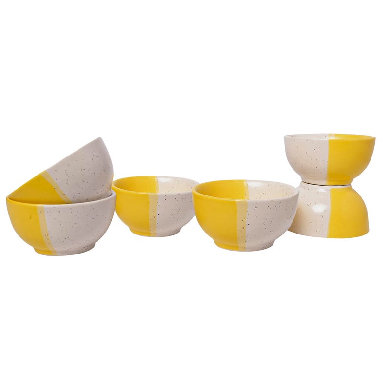 SG Shadowgreen ShadowGreen | RE Kitchen | Ceramic Dessert Bowl | Ice Cream Bowl | Dry Fruit namkeen Bowl | Daal Bowl | Set of 6 (Yellow Dual)(120ml) | - Image 2