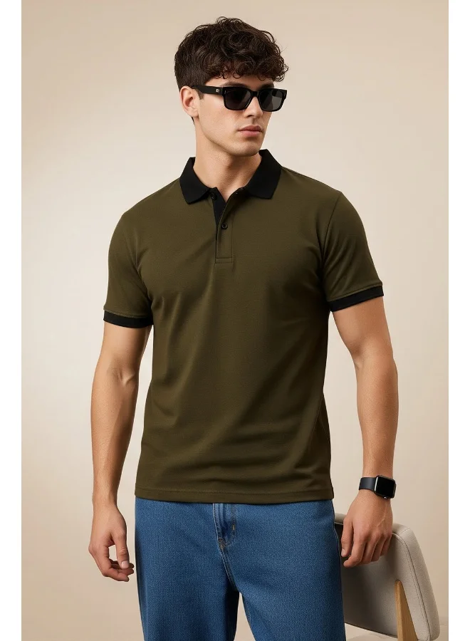 فيردو Veirdo® Pure Cotton Half Sleeves Regular Fit Plain Solid Classic Polo Collar T-Shirt for Men & Boys (Color Options- Black, Maroon & Olive) (TSH_Olive_Polo_M)