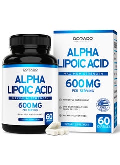 DORADO NUTRITION Alpha Lipoic Acid 600mg per Serving, 60 Capsules (Third Party Tested, Non-GMO, Gluten Free, & Vegan Safe) Potent Antioxidant for Neuropathy and Cardiovascular Health (ALA Supplement) - USA Made  - Image 1