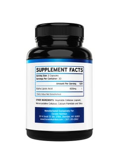 DORADO NUTRITION Alpha Lipoic Acid 600mg per Serving, 60 Capsules (Third Party Tested, Non-GMO, Gluten Free, & Vegan Safe) Potent Antioxidant for Neuropathy and Cardiovascular Health (ALA Supplement) - USA Made  - Image 2
