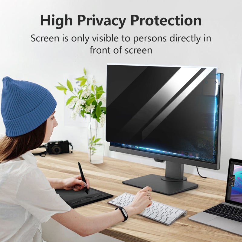 Blue Light Screen Protector 19 Inch - 95% Blue Light Blocking Eye Fatigue Reduction Removable Reusable Screen Filter for 30° Side Angle Privacy, Monitor Longevity Protection, Universal Desktop Laptop - Image 3