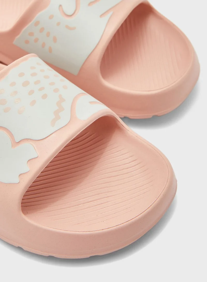 LACOSTE Croco One Strap Flip Flops