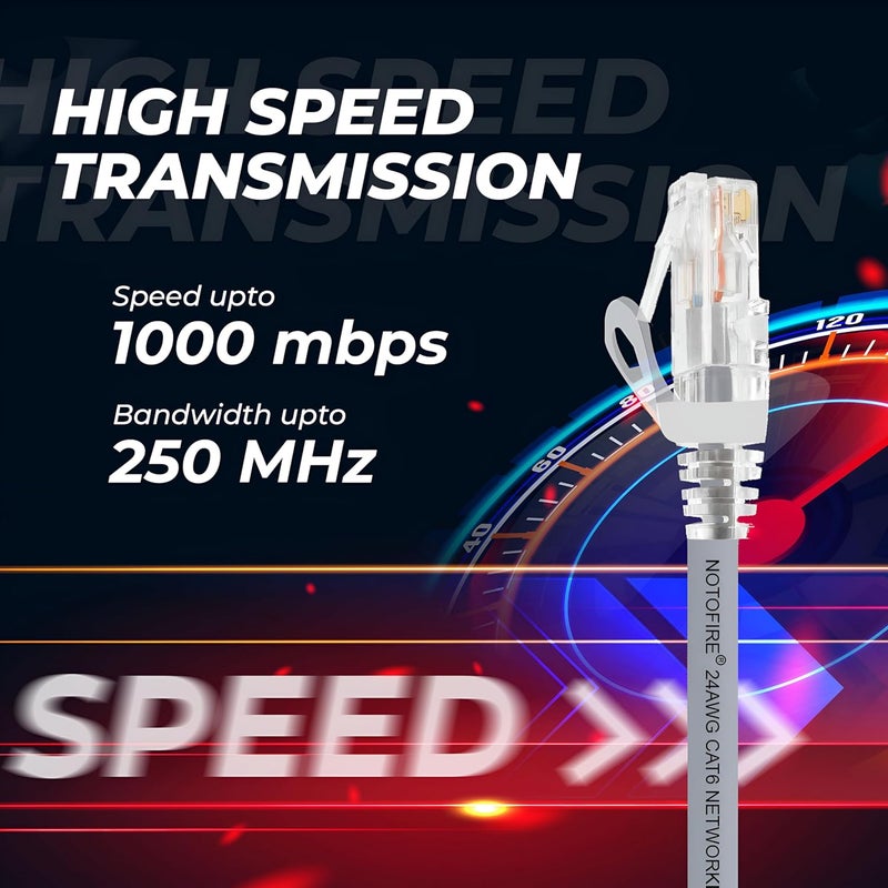 Valuecon NOTOFIRE Cat6 Ethernet Cable,High Speed 550MHZ/10 Gigabit Speed UTP LAN Cable,Network Cable Internet Cable RJ45 Cable LAN Wire,Patch Computer Cord Gigabit Category 6 for Modem(5 Meter),Gray - Image 3