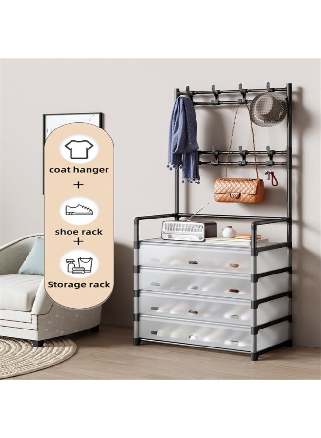 5-Layer Multi‑Function Entryway Hall Tree Organizer, 8 Coat Hooks, Shoe Shelves & Drawer – Sturdy Freestanding Storage for Entryway, Mudroom & Bedroom - Image 4