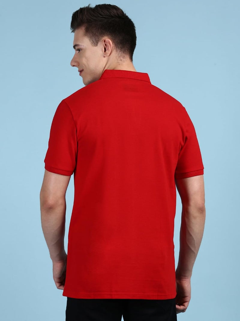 Lux Cozi Men's Half Sleeve Soild Casual T-Shirt with Chest Pocket_COZI_2122_RD_3XL_1PC Red - Image 4