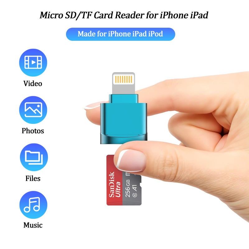 DesofIcon Micro SD Card Reader for iPhone,Lightning to Micro SD/TF Adapter,[Apple MFi Certified] Memory Card Reader for iPhone & iPad,Supports iOS 13 & exFAT/FAT32,Perfect for iPhone 14 13 12 11 8 7 6 Expansion - Image 2