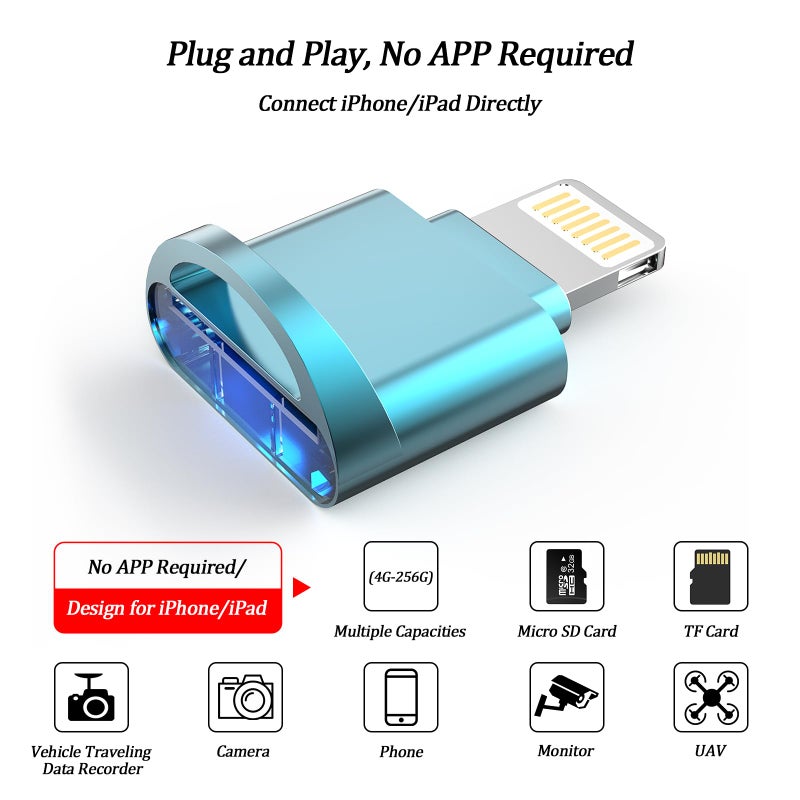 DesofIcon Micro SD Card Reader for iPhone,Lightning to Micro SD/TF Adapter,[Apple MFi Certified] Memory Card Reader for iPhone & iPad,Supports iOS 13 & exFAT/FAT32,Perfect for iPhone 14 13 12 11 8 7 6 Expansion - Image 3