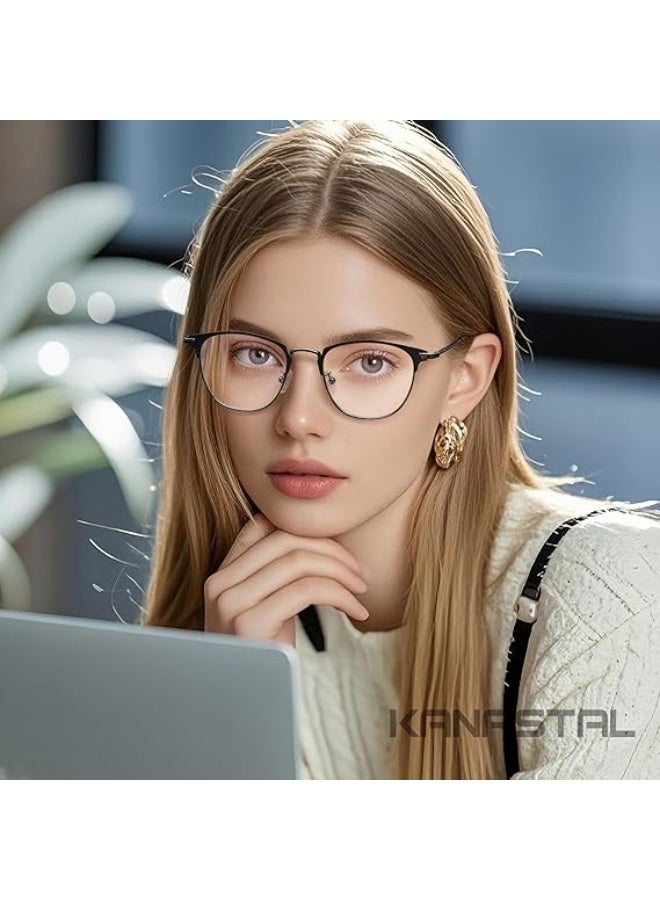 KANASTAL Fashion Blue Light Blocking Glasses for Women and Men, Metal Filter Blue-light Eyewear Ultra Light TV PC Computer Gaming Glass - Image 4