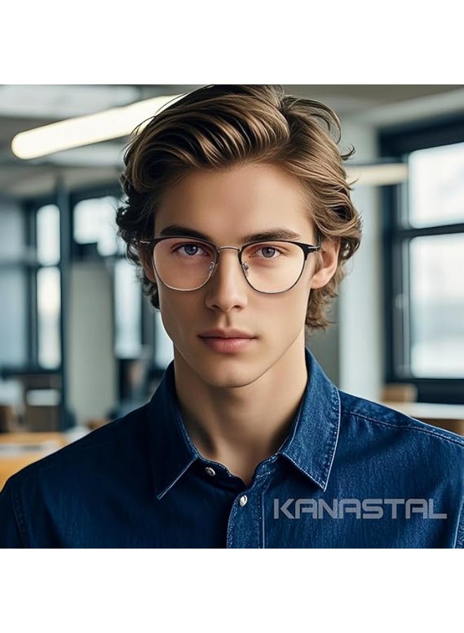 KANASTAL Fashion Blue Light Blocking Glasses for Women and Men, Metal Filter Blue-light Eyewear Ultra Light TV PC Computer Gaming Glass - Image 5