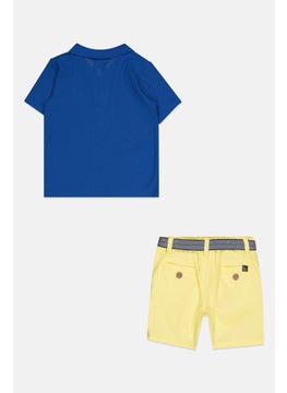 Little Gent Toddlers Boy 2 Piece Embroidered Logo Polo Shirt And Belted Shorts Set, Multicolor  - Image 2