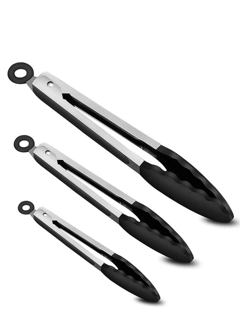 NANAO 3 Piece  Kitchen Tongs Barbecue Tongs，Stainless Steel Locking Cooking Tongs with Silicone Tips - Image 1