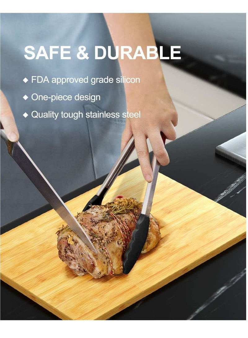 NANAO 3 Piece  Kitchen Tongs Barbecue Tongs，Stainless Steel Locking Cooking Tongs with Silicone Tips - Image 4