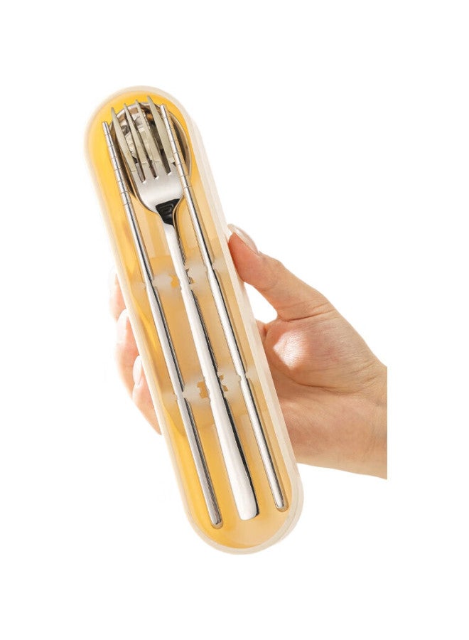 GRASEY 316 Stainless Steel Chopsticks And Tableware Set, Portable Cutlery Storage Box For Students And Office Workers, Four-Piece Set Gy7339 - Image 3
