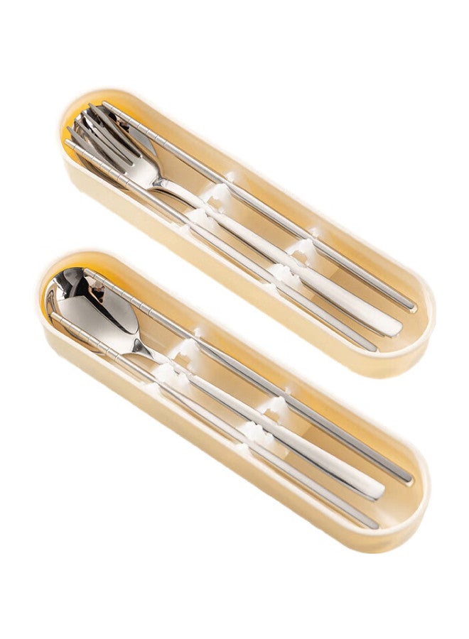GRASEY 316 Stainless Steel Chopsticks And Tableware Set, Portable Cutlery Storage Box For Students And Office Workers, Four-Piece Set Gy7339 - Image 2