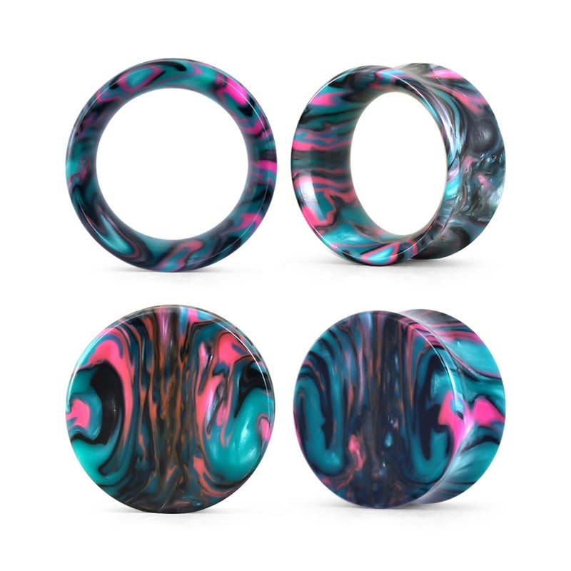 COOEAR Ear Plugs Tunnels Piercing Gauges for Ears Double Flared Expander Stretchers 2 Pairs Colorful Acrylic Earrings 00G - Image 2